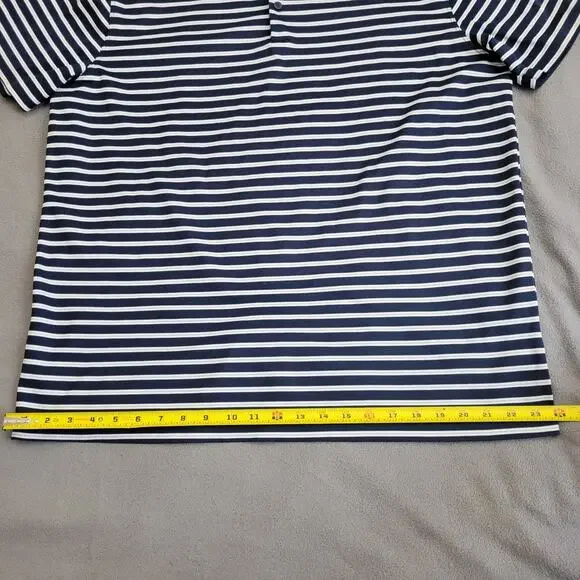 NIKE Shirt Polo Mens XL Blue DriFit Golf Striped Gray White Performance Business - Picture 3 of 14